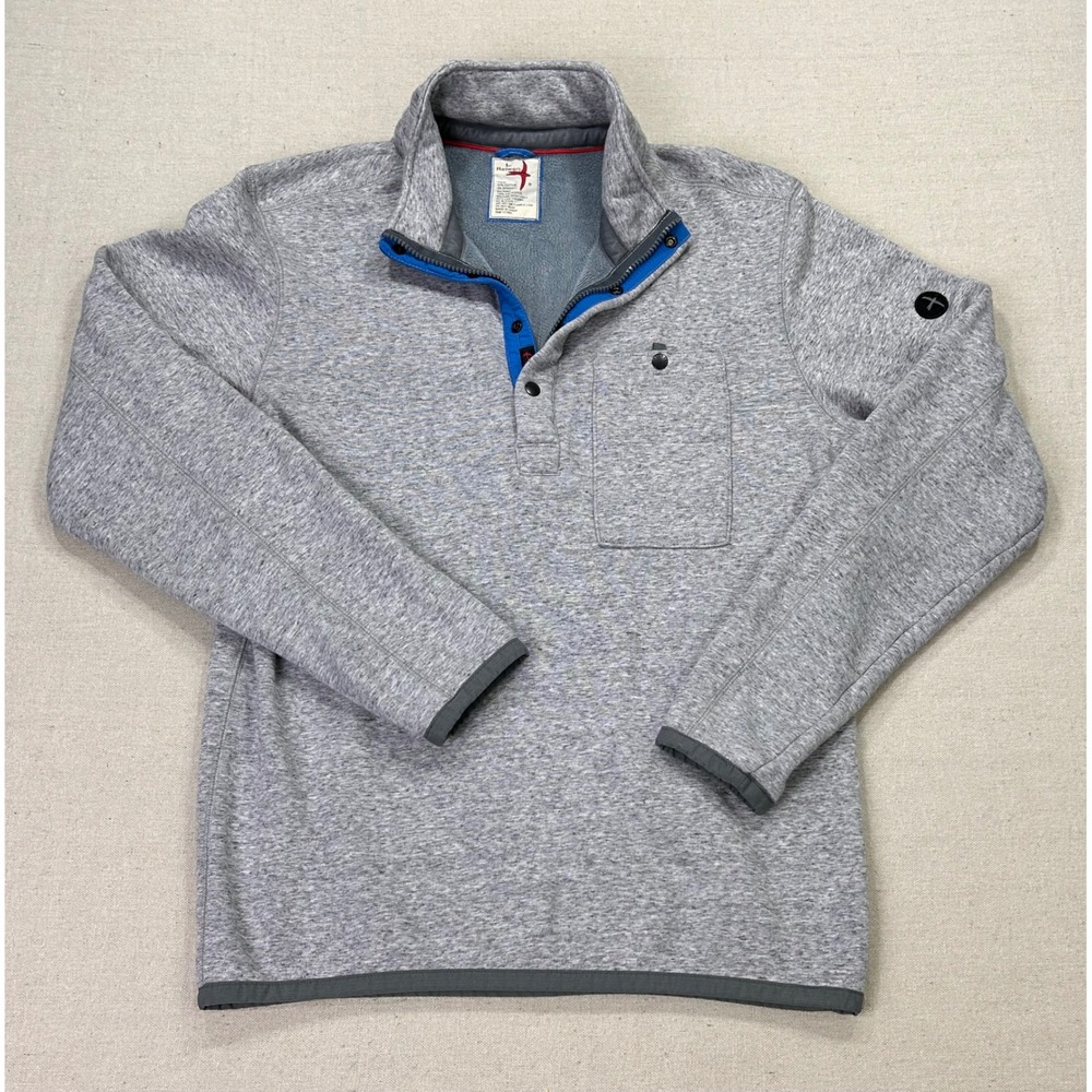 Relwen Windzip Popover Mens Large Grey Heather Quarter Snap Fleece Pullover